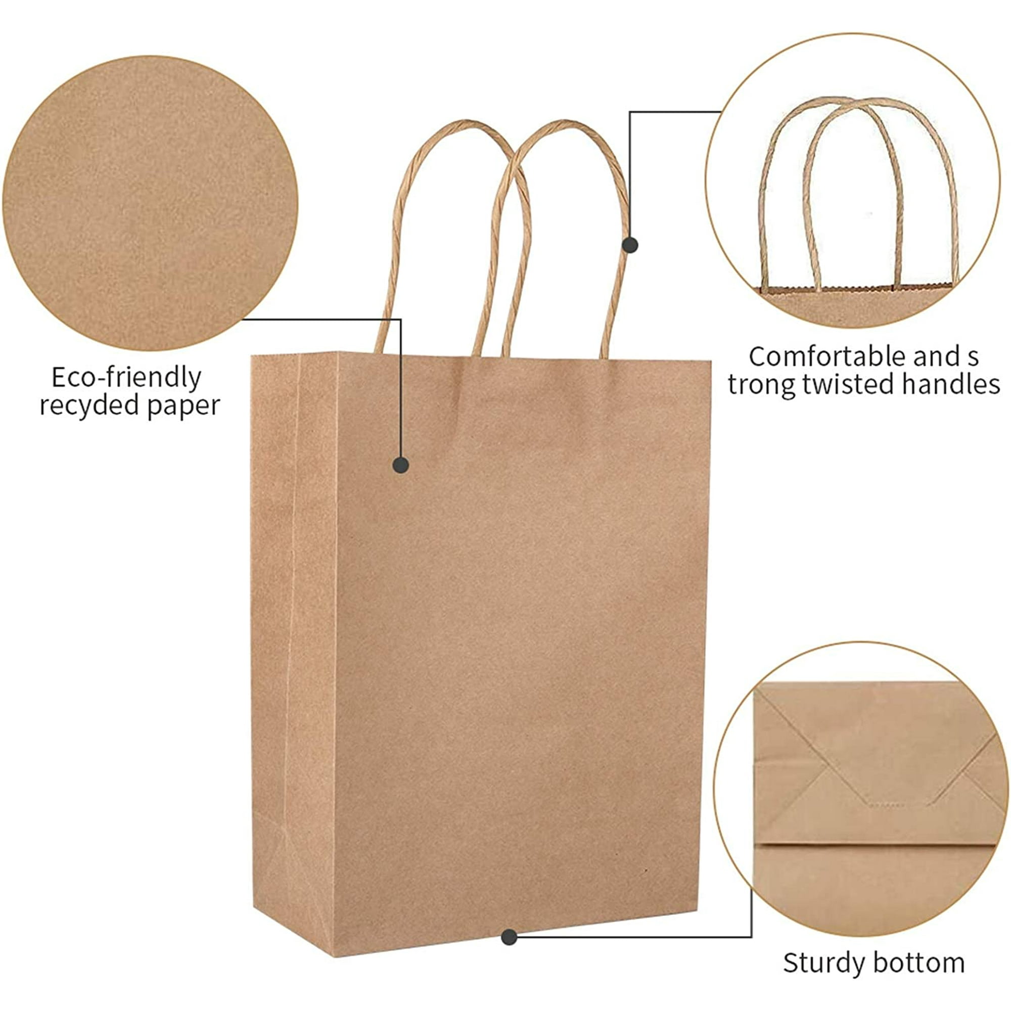 12pcs Boîtes Cadeaux Noël Petit Sac En Papier Kraft Brun