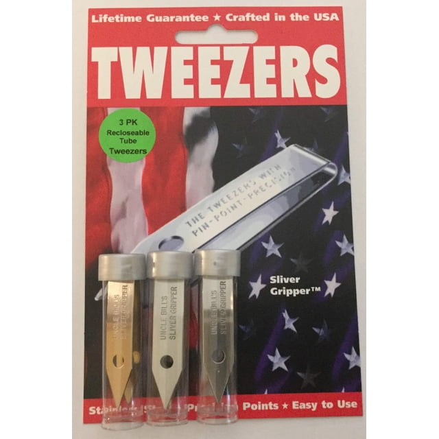 Pinzas de precisión Uncle Bill's Sliver Gripper, paquete de 3