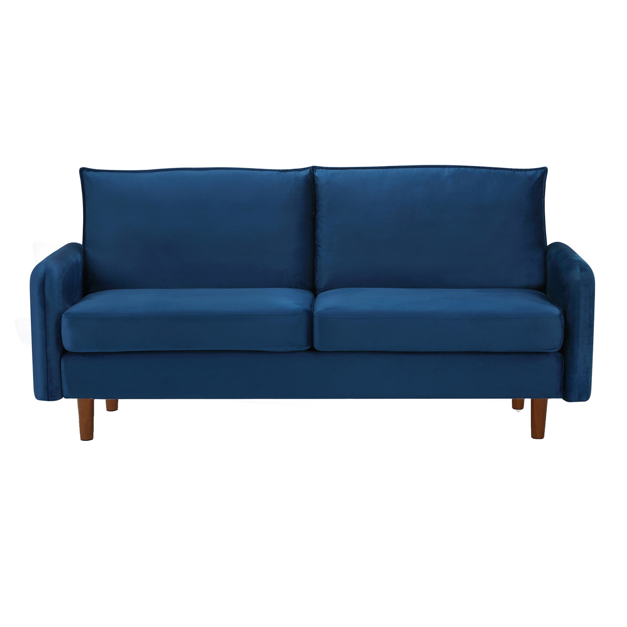 Private Jungle Mid Century Modern Velvet Loveseat Sofa with Wood Legs for Small Spaces (Blue) Private Jungle Mid Century Modern Velvet Loveseat Sofa with Wood Legs for Small Spaces (Blue)