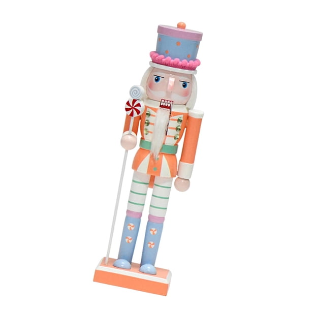Figura de Cascanueces Soldado Cascanueces Navideño Adorno de Base Establo Navidad Naranja