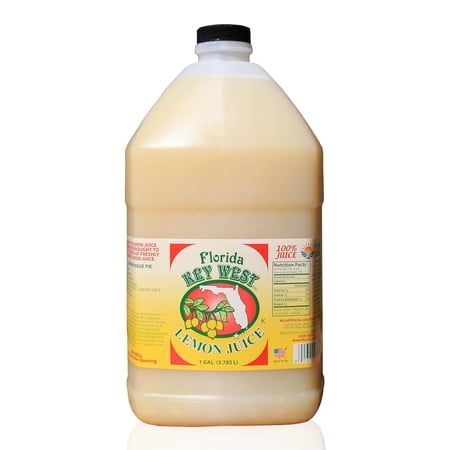 KEY WEST 100% Key Lemon Juice - 1 Gal | All Natural Lemon Flavor | Ideal for Baking, Cooking, and Cocktails