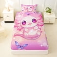 thumbnail image 3 of Erosebridal Boys Girls Kawaii Pink Axolotl Twin Sheet Sets 3pcs,Flying Butterflies Bedding For Kids, 3 of 5