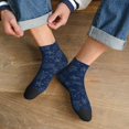 thumbnail image 3 of Rateoe Snowflake Dark Blue Pattern Quarter Crew Socks,Toe Seamed Ankle Socks,Cotton Cushioned Breathable Athletic Crew Sports Socks, 3 of 7
