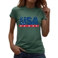 thumbnail image 2 of Womens Short Sleeve American Flag T-Shirts Crew Neck 4th of July Summer Graphic Tee Tops, 2 of 7