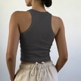 thumbnail image 4 of Women's Solid Color Ribbed Sleeveless Tank Top Dark Gray L, 4 of 5