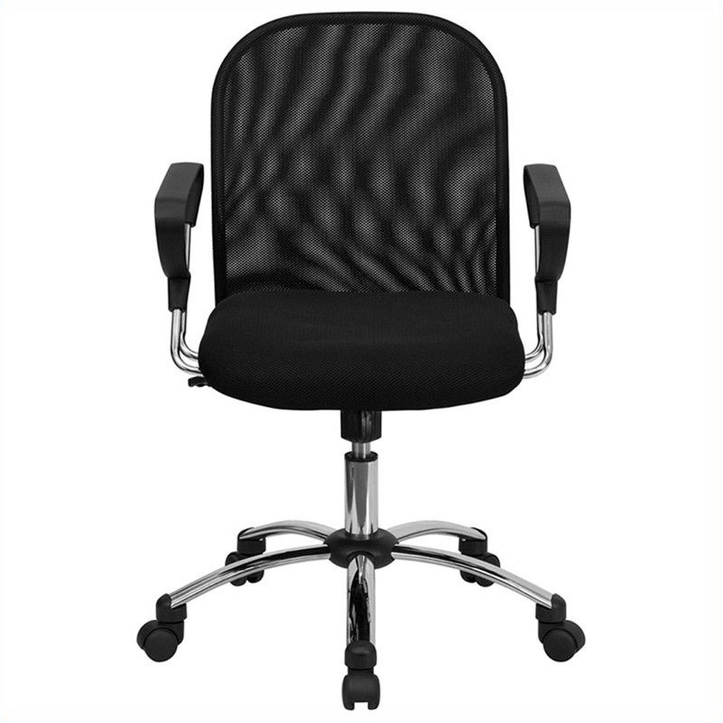 Flash Furniture Mid Back Mesh Office Chair in Black with Chrome Base