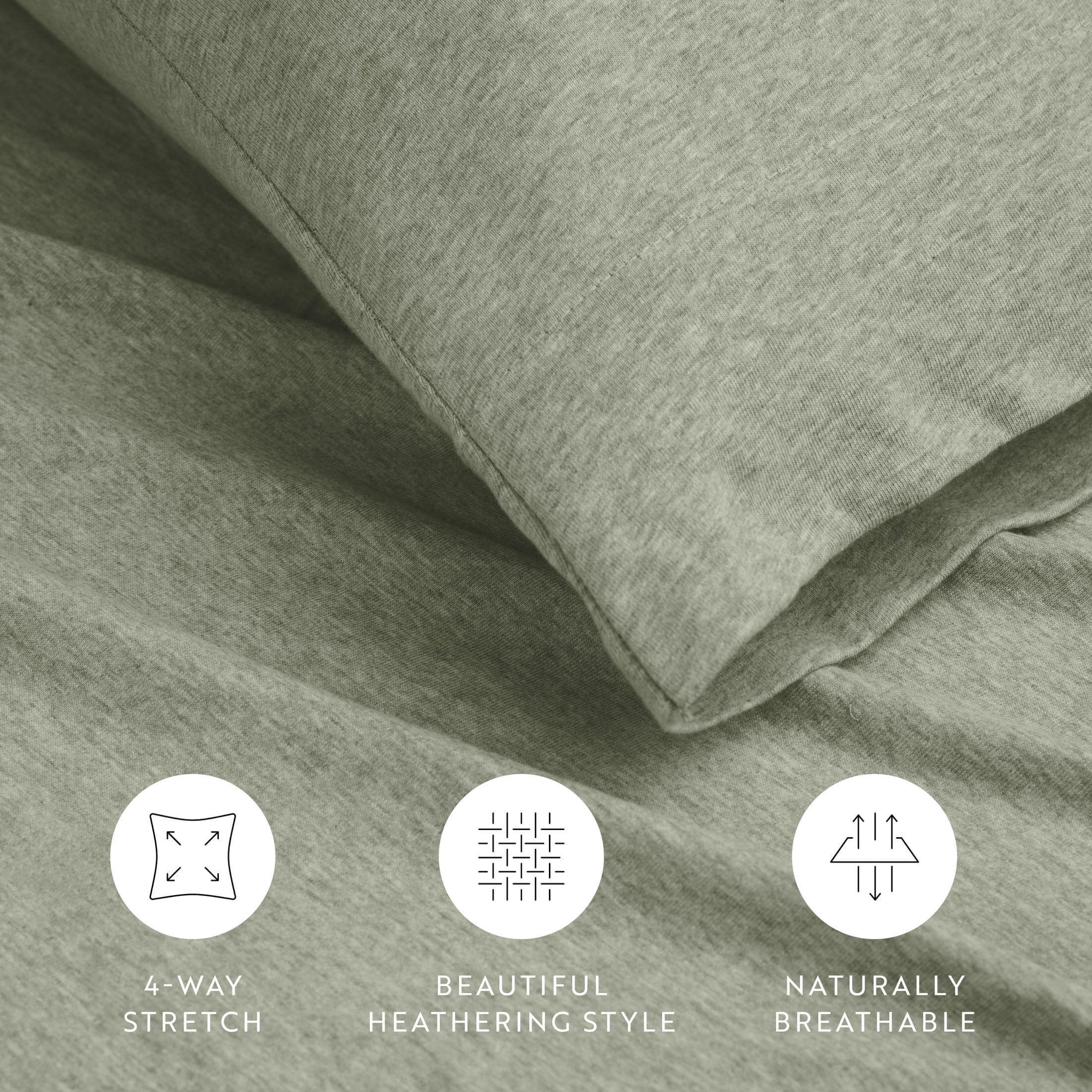 Noble Linens 4 Piece Jersey Knit 100% Cotton Sheet Set, Sage, TwinXL
