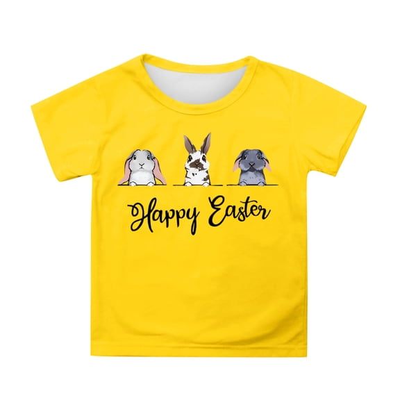 CAIXIA Easter Shirts Boys T Shirts Bunny Teen Girl Shirts Trendy Cute Crew Neck Short Sleeve Girl Tops Size 8 Basic Tees Size 7 Boys Clothes 8-9 Years