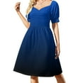 thumbnail image 1 of Vestido de manga corta con degradado ombré azul a negro, bonito vestido de verano, vestido coreano de vendaje para mujer., 1 of 7