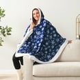 thumbnail image 4 of PAVILIA Wearable Blanket for Adult Women, Cozy Plush Fleece Blanket Poncho Cape with Hood, Super Soft Shawl, Angel Wrap Throw for Office, Snowflake Blue, 4 of 10