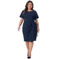 thumbnail image 3 of DARING DIVA Women's Plus Size Vintage Belted Tie Pencil Casual Events Dress 3X Navy Blue, 3 of 6