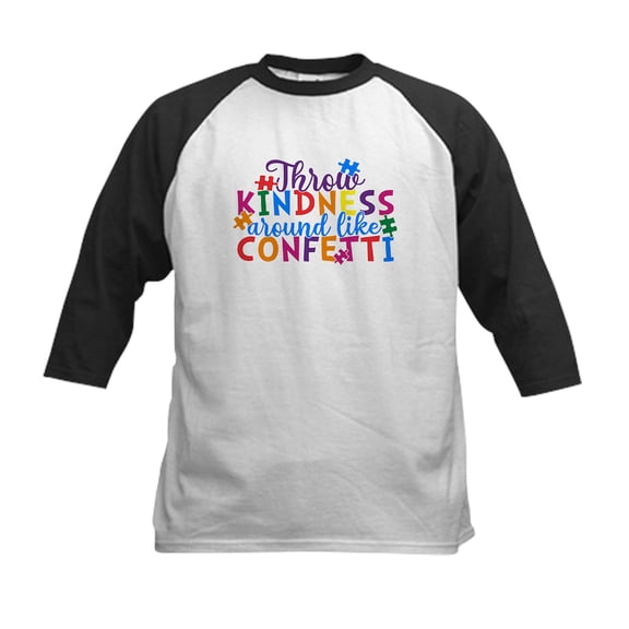 CafePress - Throw Kindness Around Like Confett Baseball Jersey - Kids Cotton Baseball Jersey, 3/4 Sleeve Shirt