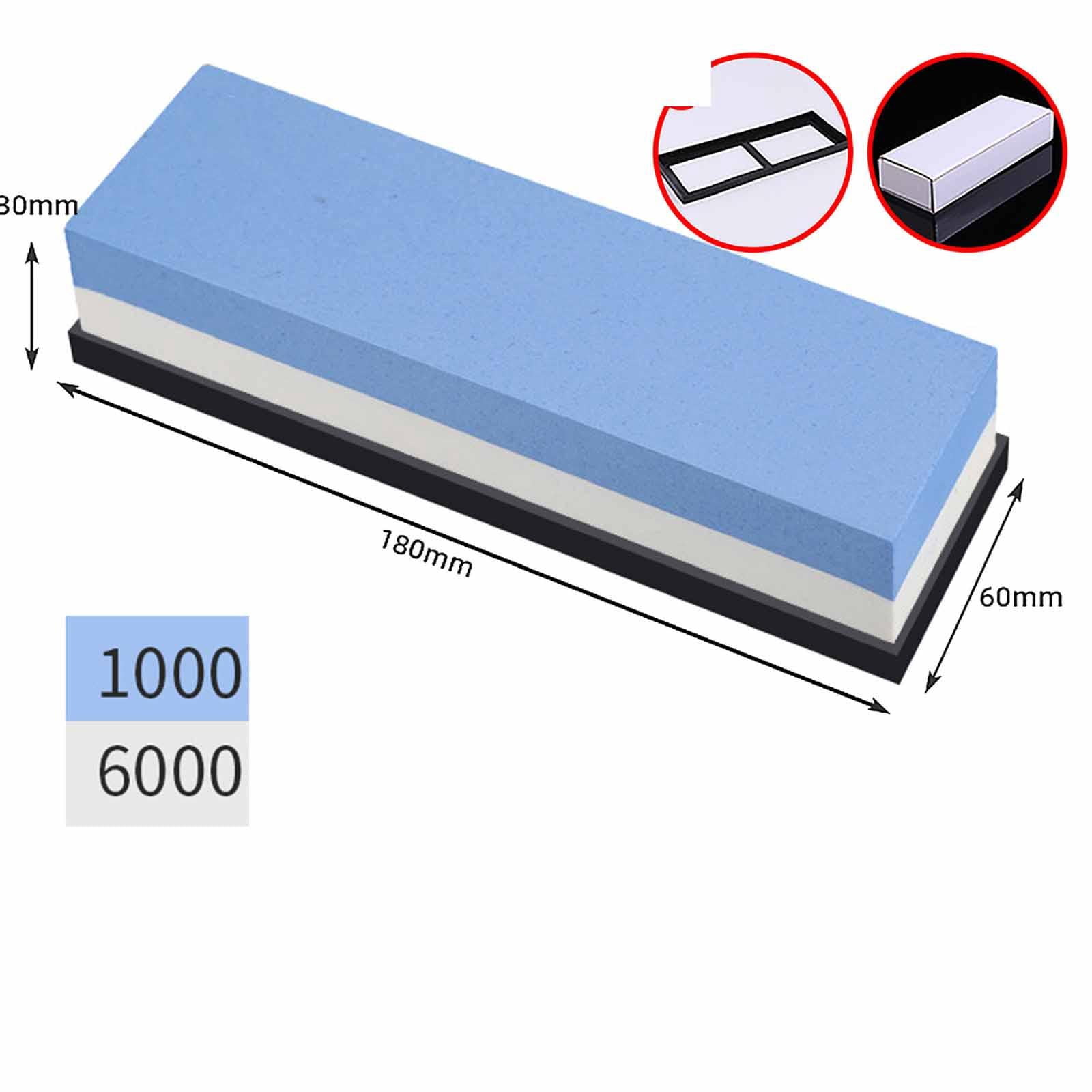 Dual Grit Sharpening Stone (1000/3000, 1000/4000, 1000/6000 Grit) - 7x2.4x0.4 Inch Knife Sharpener with Non-Slip Base for Kitchen Knives & Outdoor Tools - Home Kitchen, Outdoor Camping, Professional