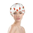 thumbnail image 3 of YFYANG Women's Double Waterproof Shower Cap, Red Cartoon Strawberry Reusable Hair Cap for All Hair Styles and Head Sizes, 3 of 9