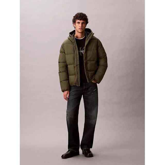 Chamarra Hooded Puffer Jacket Calvin Klein Verde Para Hombre Termica Gorro