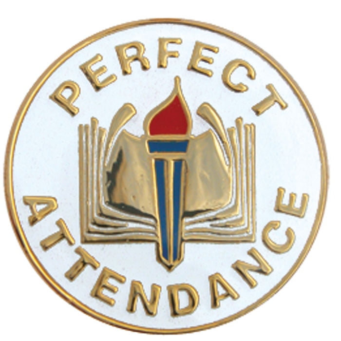 Set of 100 Lapel Pins Perfect Attendance Round