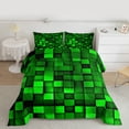 thumbnail image 2 of Manfei Abstract Plaid Print Bedding Comforter Set,Stereoscopic Checkered Twin Comforter Sets,Green Pixel Grid Bedding Set For Girls Boys,Breathable Home Decor Reversible,2pcs, 2 of 8