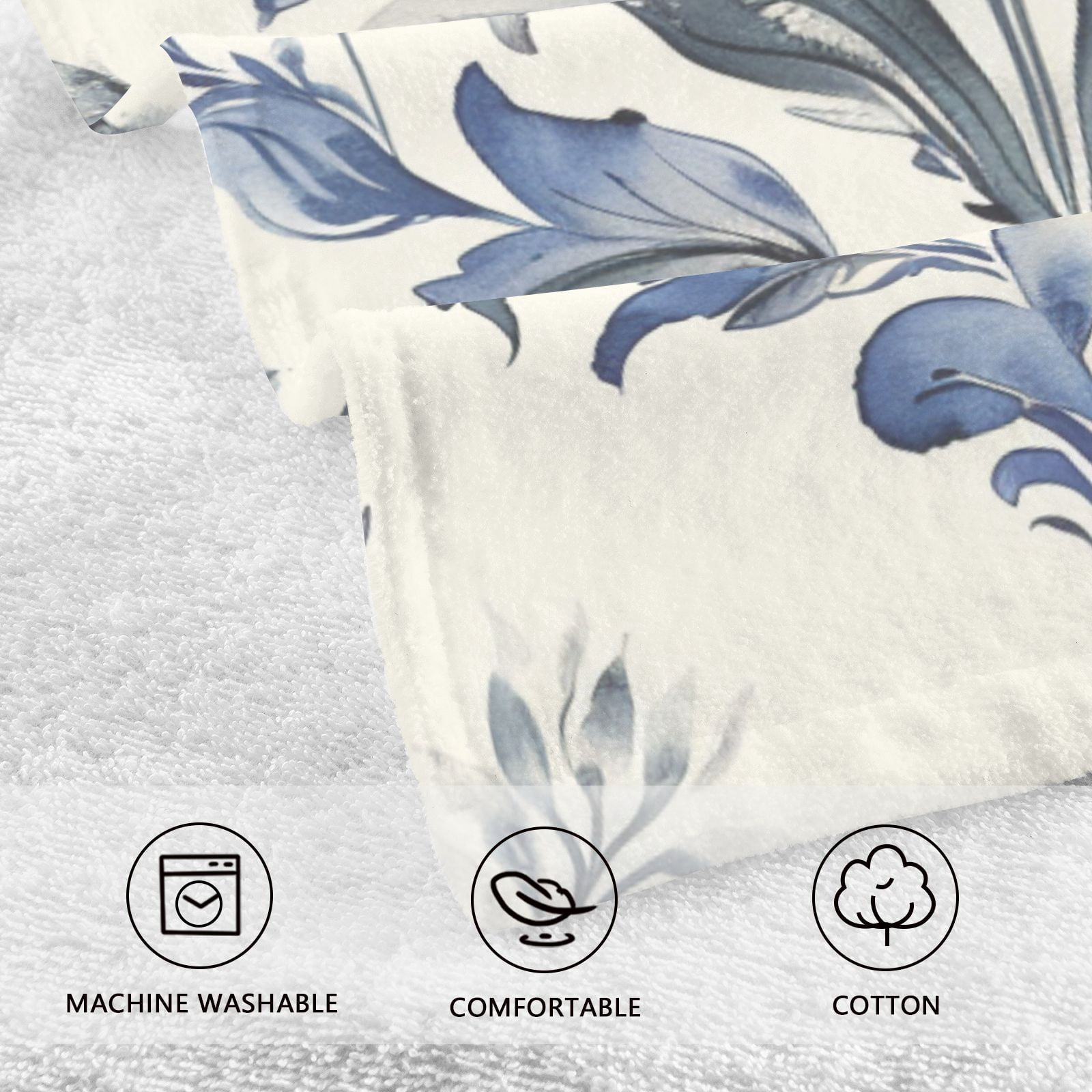 Boho Tribal Floral Flowers Hand Towel Bath Towels Face Towels Cotton Absorbent for Home Hotel Spa Swimming Yoga Sports Decorative Towel Set of 2