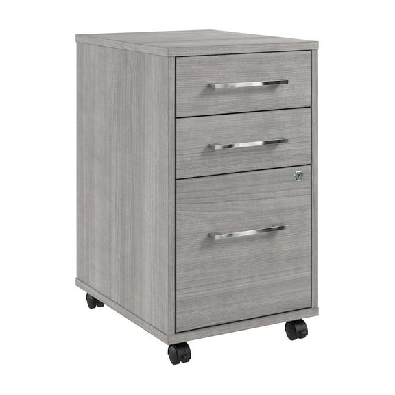 Bush Business Furniture Hustle 3 Drawer Rolling File Cabinet with Lock in Platinum Gray
