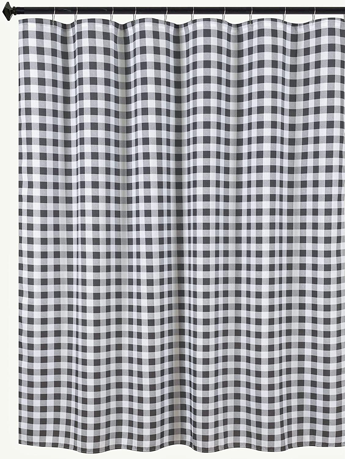 Textured Fabric Narrow Shower Stall Curtains, Black & Grey 36 Inches