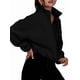 thumbnail image 2 of Chaquetas de Forro para Mujer, Sudaderas Extragrandes con Cremallera, Ropa de Invierno, Conjuntos de Larga y Corte Corto para Otoño. Negro XL, 2 of 9