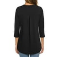 thumbnail image 3 of Timeson 3/4 Sleeve Henley V Neck strectchable Tunic Blouse, Black, 3 of 7