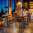 thumbnail image 2 of Tribesigns 39.96 in. H Brown & Grey Rectangle Bar Table Seats 3 with Sturdy Base for Bar, Restaurant, Pub and Cafe, 2 of 23