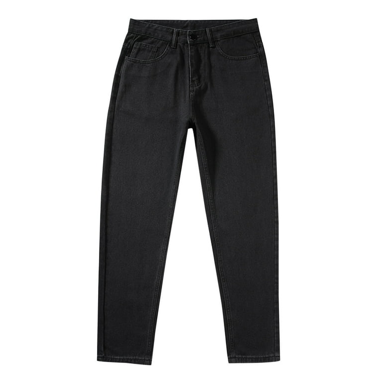 Baggy Jeans for Men Comfort Waist Regular Fit Jeans Solid