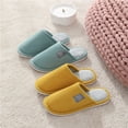 thumbnail image 3 of Pantuflas clásicas para hombre, pantuflas cálidas de algodón para invierno para hombre, pantuflas de interior antideslizantes a rayas resistentes al desgaste para parejas y mujeres, 3 of 5