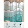 thumbnail image 6 of Sheer Curtains 84 Inches Long 2 Panels Set for Living Room, Turquoise Ombre Stripe Semi Sheer Curtains for Windows, Abstract Summer Beach Coastal Voile Window Treatments Rod Pocket Curtain, 6 of 7