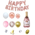 thumbnail image 1 of Globo de botella de champán de oro rosa, decoraciones de fiesta de feliz cumpleaños para mujeres y niñas, conjunto de decoración para ella, pancarta de feliz cumpleaños, 1 of 6