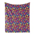 thumbnail image 1 of Hearts Soft Flannel Fleece Throw Blanket, Graphic Image of Rainbow Shade of Colors Hearts Pattern on Blue Background, Cozy Plush for Indoor and Outdoor Use, 60" x 80", Multicolor, by Ambesonne, 1 of 6