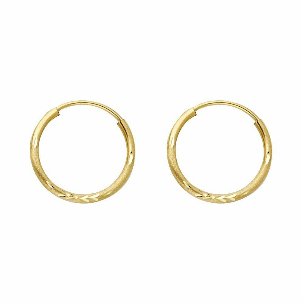 Mia Diamonds 14K White Gold Satin Hoop Earrings