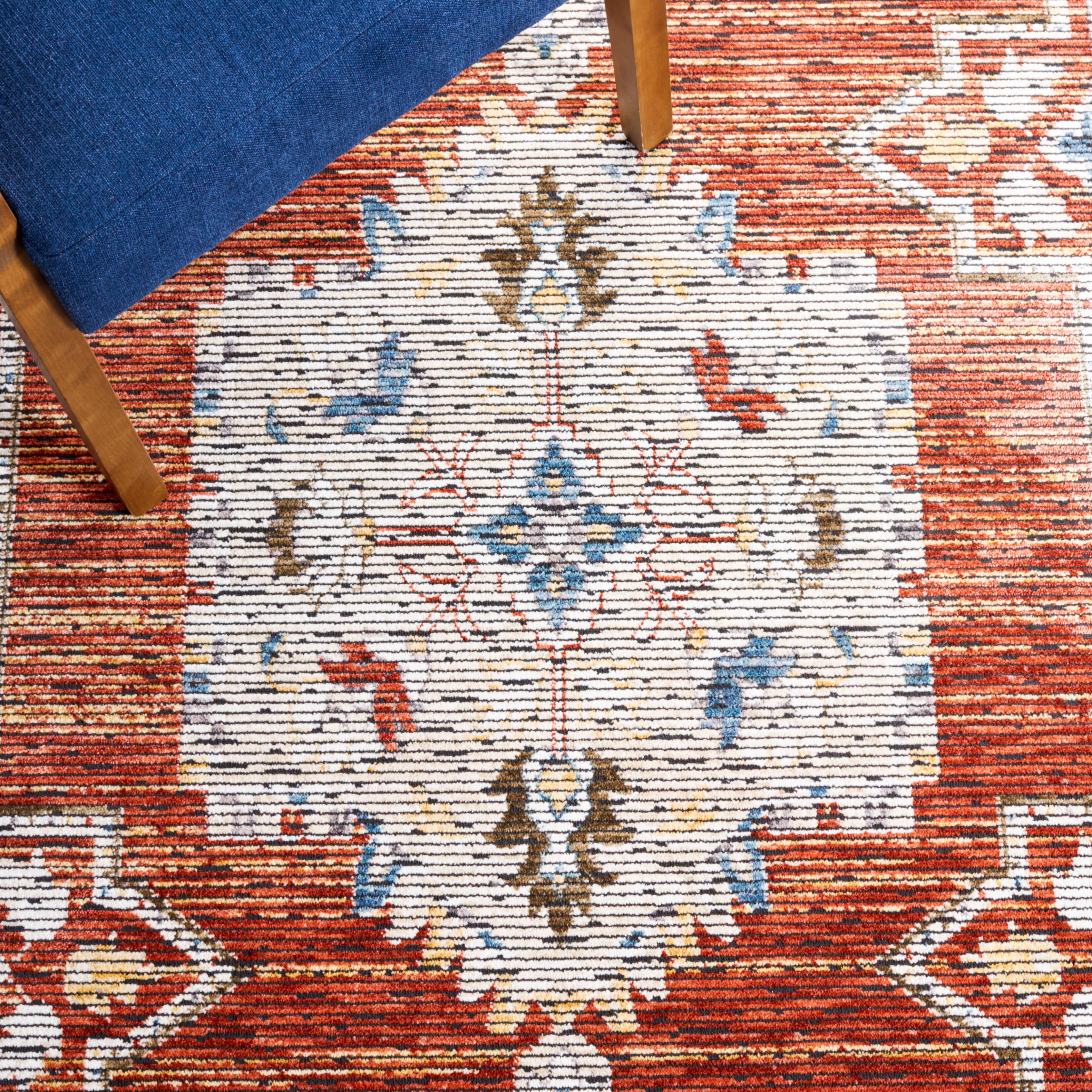 SAFAVIEH Sierra Priscilla Medallion Area Rug, Ivory/Rust, 7'9" x 10'5"