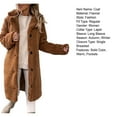 thumbnail image 7 of Skymirror Women Trench Coat Plush Thicken Overcoat Autumn Winter Single-breasted Teddy Jacket Long Style Outwear Streetwear, 7 of 7