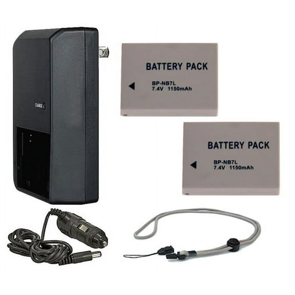 Canon Powershot G12 High Capacity Batteries (2 Units)   AC/DC Travel Charger   Krusell Multidapt Neck Strap (Black Finish)