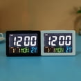 thumbnail image 2 of Reloj despertador LCD colorido Naiovety con termómetro alarmas de mesita de noche Electrodomésticos Blanco HA082663-01, 2 of 6