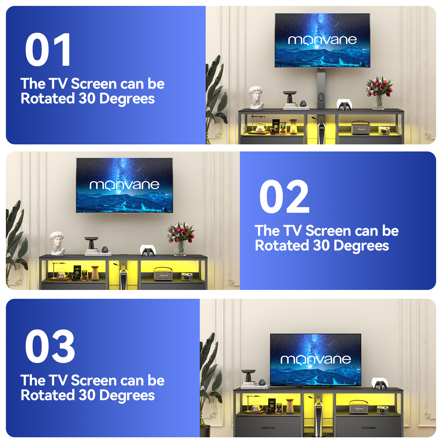 BEHOST TV Stand with Mount and Fabric Drawers for 65" TV photo 4