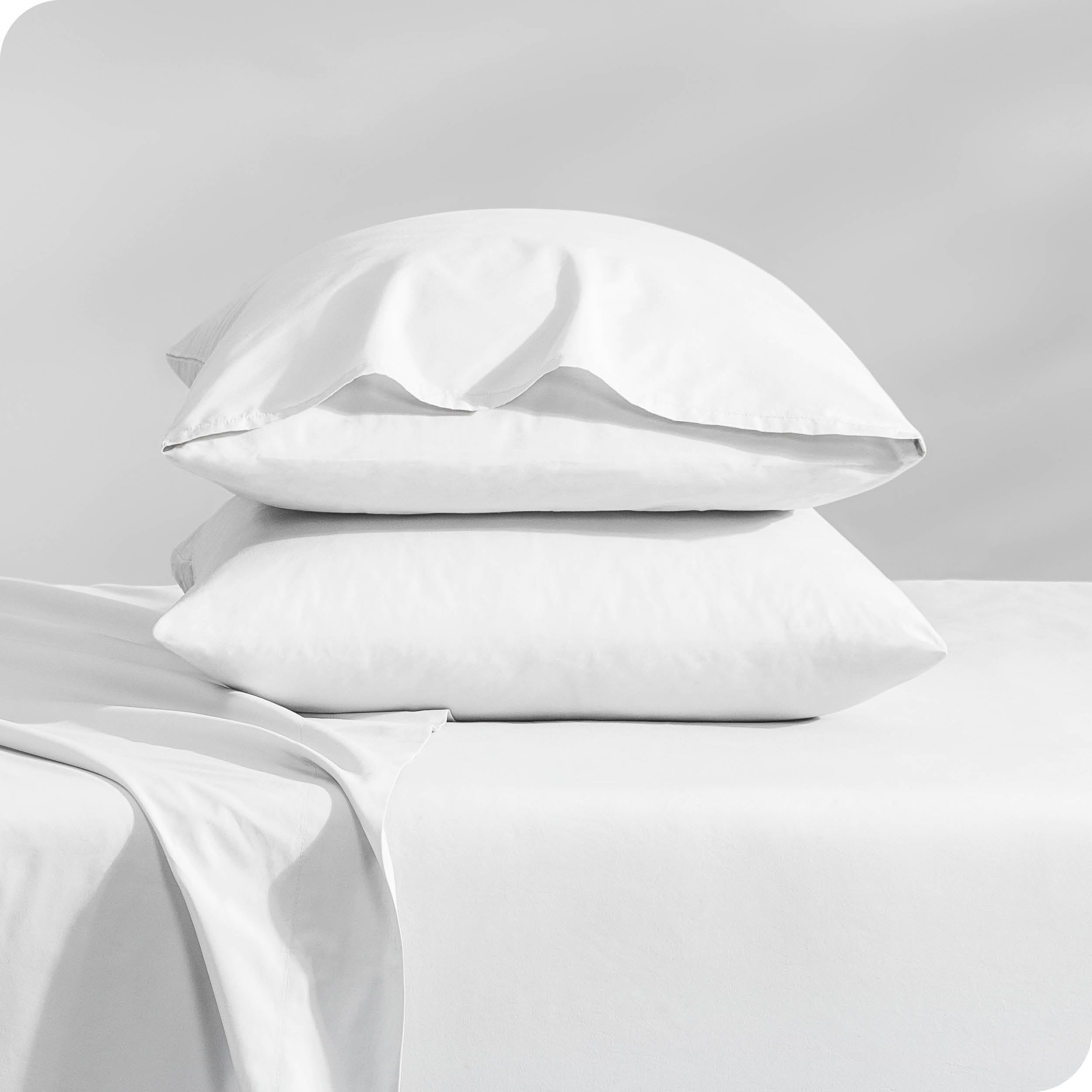 Bare Home 100 Organic Cotton Pillowcase Set, 300 Thread Count, Percale