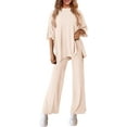 thumbnail image 3 of PRETTYGARDEN Women's 2 Piece Outfits Casual Short Sleeve Pullover Tops and Wide Leg Pants Lounge Sets Tracksuits, 3 of 8