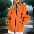 thumbnail image 2 of XPMWRP Women's Outdoor Hooded Waterproof Coats Windbreaker Hiking Traveling Long Sleeve Coats Winter Keep Warm Solid Color Clothes with Pockets Orange M, 2 of 8