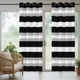 thumbnail image 3 of Outdoor Curtains for Patio Waterproof, Black Grey Stripe Windproof Pravicy Outside Porch Blackout Curtain, Minimalist Farmhouse Striped Sun Blocking Grommets Curtains for Cabana Gazebo 54"x84", 3 of 9