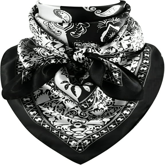 TELOLY 35 Inch Wild Rag Cowboy Scarves for Men, Large Rancher Neckerchief Silk Feel, Oversize Western Bandana