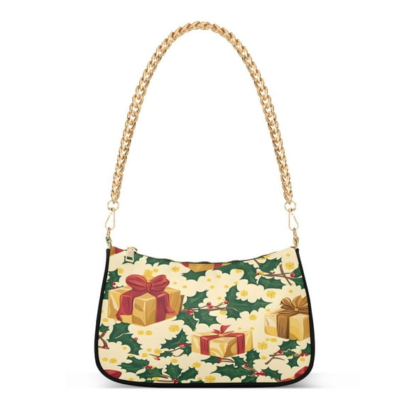 Ryvnso Christmas Gifts Leaves Womens Chain Shoulder Bag Tote Handbags Clutch Hobo Purse with Zipper for Travel