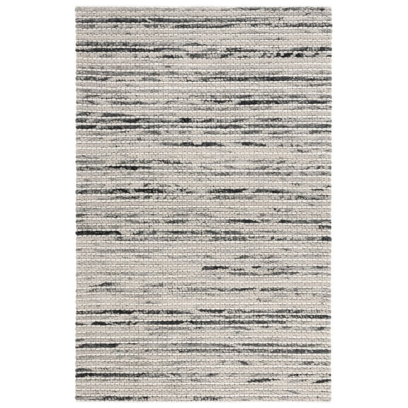 SAFAVIEH Marbella Burton Striped Wool Area Rug, Black/Ivory, 3' x 5'