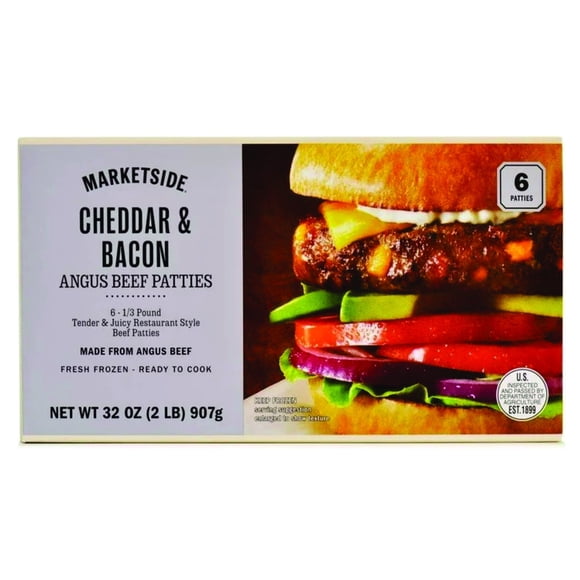 Hamburguesa Marketside queso cheddar y tocino 907 gr