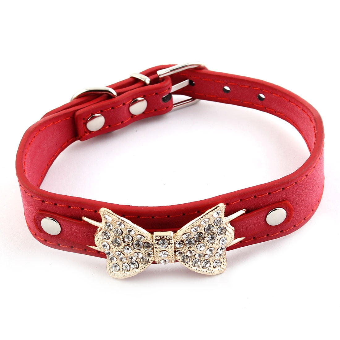 Cat Dog Puppy Collars Pet PU Leather Bowknot Leash Adjustable Necktie Collar DB