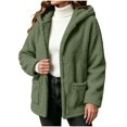 thumbnail image 3 of Liuinsasek Womens Loose Fuzzy Outerwear Solid Color Fashionable Hooded Warm Long-Sleeved Fleece Fluffy Jacket with Pockets for Winter, 3 of 9