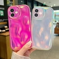 thumbnail image 6 of iPhone 12 Holographic Case, Cute Laser 3D Water Ripple Bling Glitter Luxury Wave Shape Phone case for Women Girls Silicone Protection Cover (Fluorescent White), 6 of 16