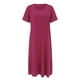 thumbnail image 1 of Vestido informal de mujer, de manga corta, cuello redondo, holgado y con bolsillos, en color liso., 1 of 5